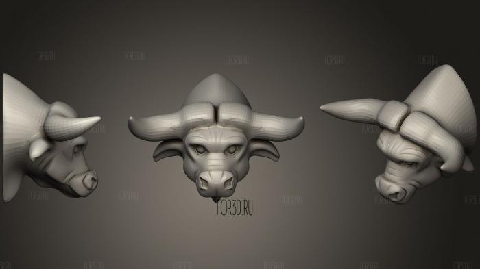 Bull Head Trophy stl model for CNC